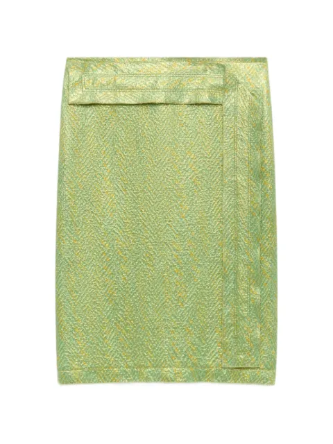 Marni green silk cloqué midi skirt with panel detail Green GOMA0867U1UTSG56