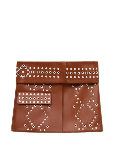Marni brown leather mini skirt with studs Brown GOMX0846J0ULV891