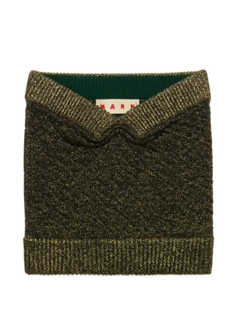 Marni black wool strapless top with lurex detailing Green TTMD0121Q0UFH556