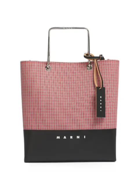 Marni checked metal-handle tote bag Red SHMQ0108A1P9314
