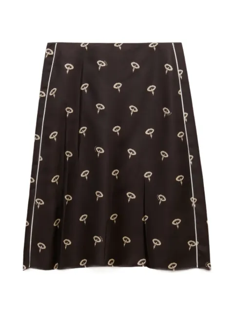 Marni brown silk twill midi skirt with floral print Brown GOMA0842J0UTSG51