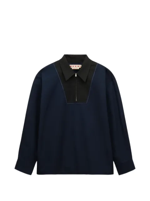 Marni deep blue poplin shirt with zipper bib Blue CUMU0389J0TCY65