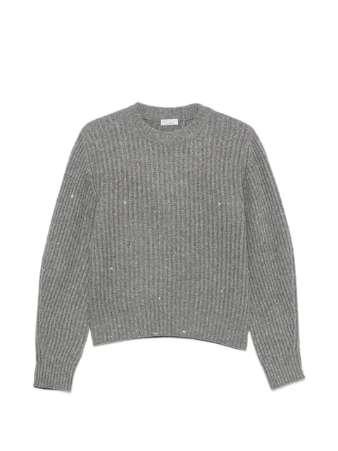 Brunello Cucinelli sequin-embellished ribbed-knit Grey MBM753500C502