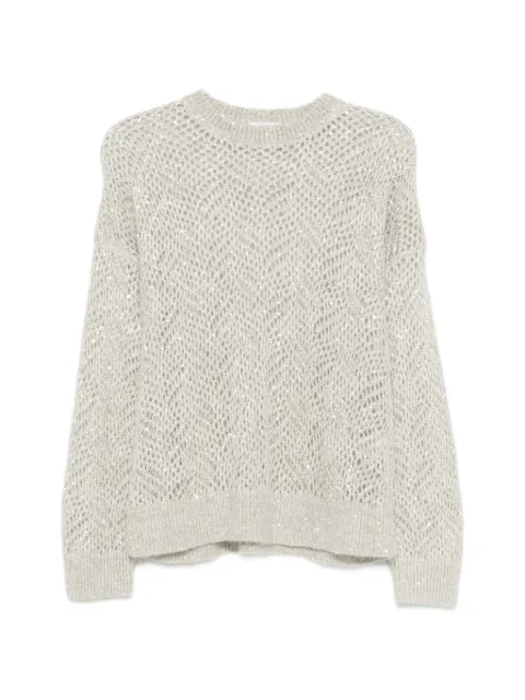 Brunello Cucinelli sequin-embellished open-knit sweater Grey MRG562500CBV65