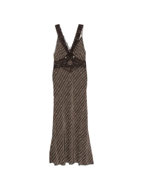 SIR. lace-panelled printed maxi dress Brown SIR2261032