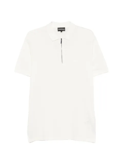 Emporio Armani quarter-zip logo-patch polo shirt Neutrals EM006624AF12955