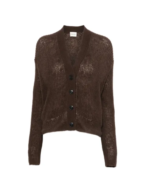 Closed ribbed-knit V-neck cardigan Brown C9609798N22