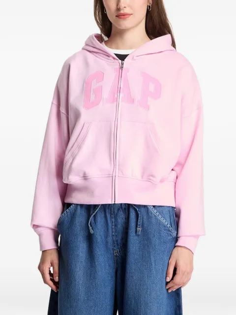 GAP logo-patch zip-up hoodie Pink 898366004