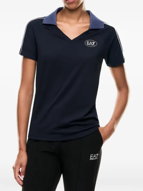 Ea7 Emporio Armani logo-print V-neck T-shirt Blue 7W000599AF15723