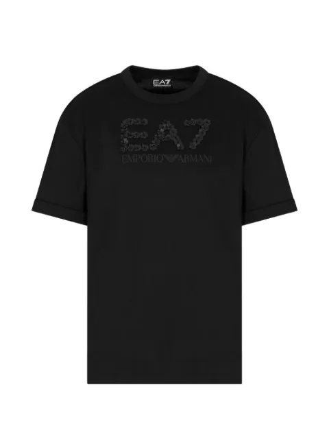 Ea7 Emporio Armani sequin-embellished logo T-shirt Black 7W000540AF12957