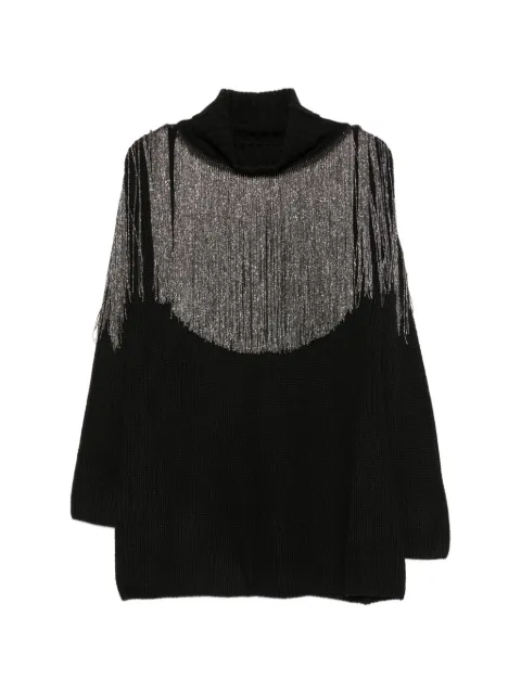 PINKO fringe-detail roll-neck knit Black 107832A3ON