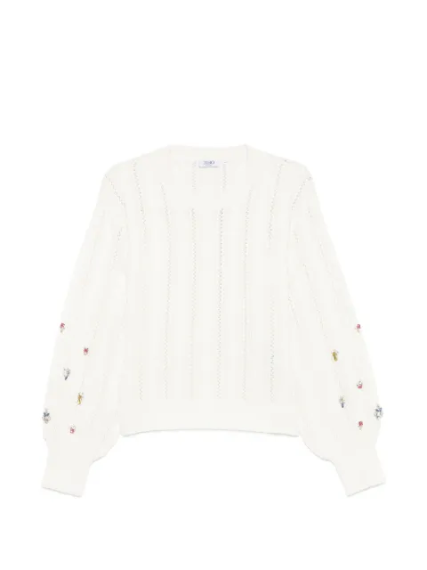 LIU JO crystal-embellished cable-knit sweater White WF6090MS051