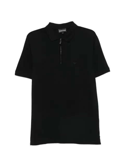 Emporio Armani zip-fastening logo-patch polo shirt Black EM006624AF12955