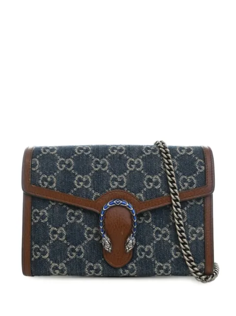 Gucci Pre-Owned 2000-2015 GG Denim Dionysus Wallet on Chain crossbody bag Blue 9A0P8DPLLMYEN49W