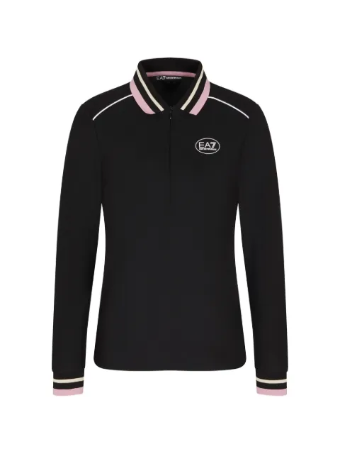 Ea7 Emporio Armani logo-print zip-up polo shirt Black 7W000600AF16807