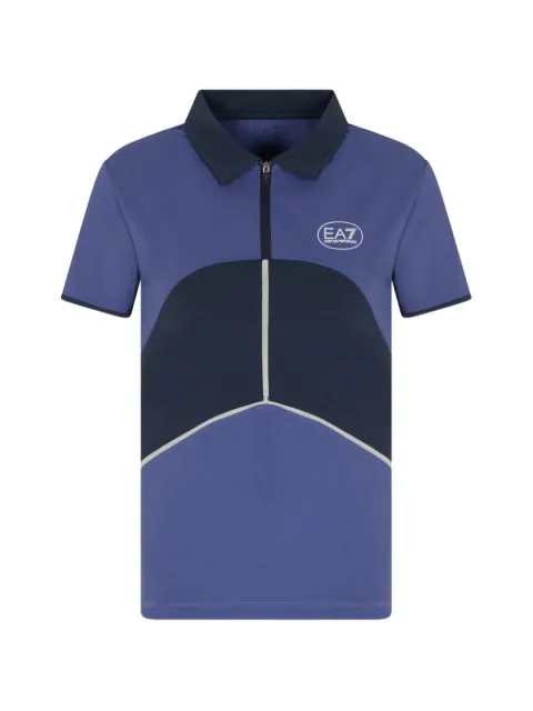 Ea7 Emporio Armani zip-fastening logo-print polo top Blue 7W000558AF19155