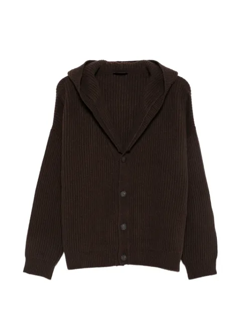 DONDUP ribbed-knit hooded cardigan Brown DT459M01029D002DD