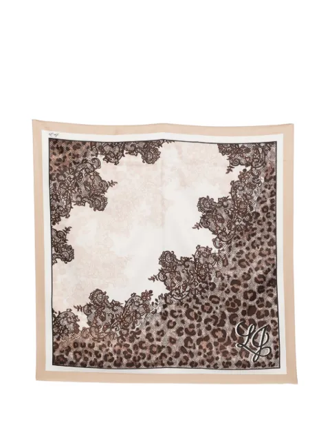 LIU JO lace-print leopard-print scarf White 2F6059T274520703