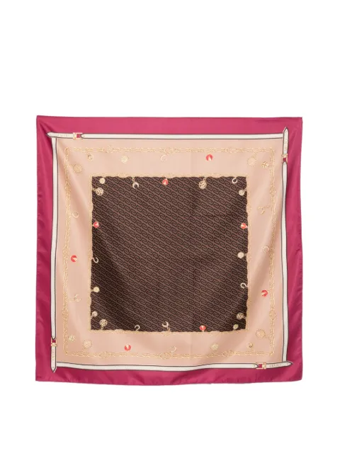 LIU JO logo-monogram chain-print scarf Neutrals 2F6059T2745