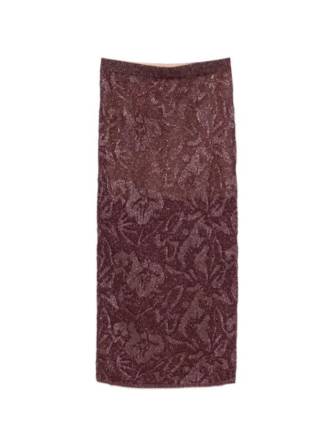 LIU JO floral-jacquard metallic-thread midi skirts Purple WF6096MA26SX0786