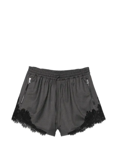 PINKO lace-trim drawstring short Grey 107584A3HI