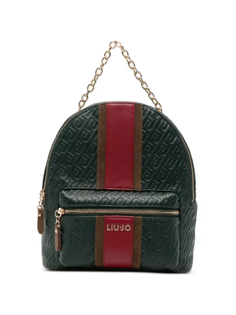 LIU JO monogram-embossed stripe-detail backpack Green AF6111E1141