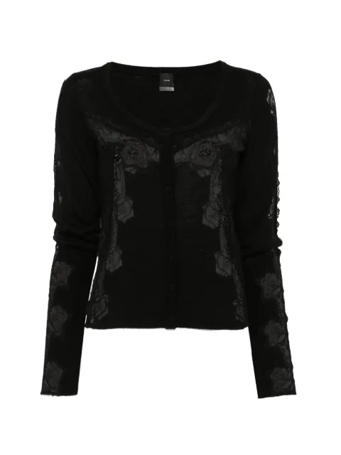 PINKO lace-panelled button-up sweater Black 107774A3O1URLOZ99