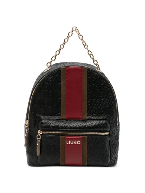 LIU JO logo-embossed striped backpack Black AF6111E1141