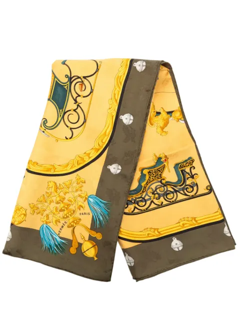 Hermès Pre-Owned 1980-2000 Plumes et Grelots Silk Scarf 90 scarves Yellow KZMRIZ8FZTLP438B