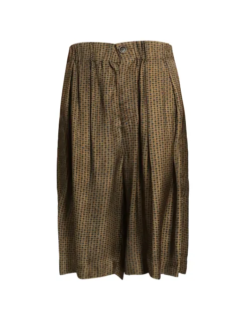 Uma Wang geometric-print pleated shorts Brown 3ARANCIONE