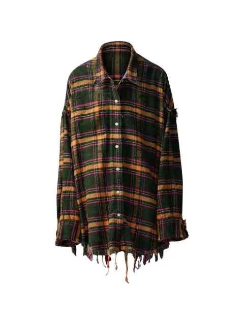 R13 distressed check-pattern shirt Green R13WR463R776B