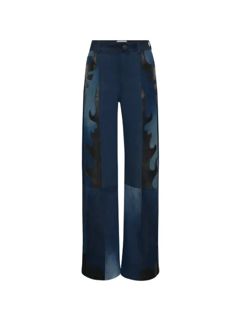 Marine Serre leather-patchwork jeans Blue WPA183AUDEN0016BL90