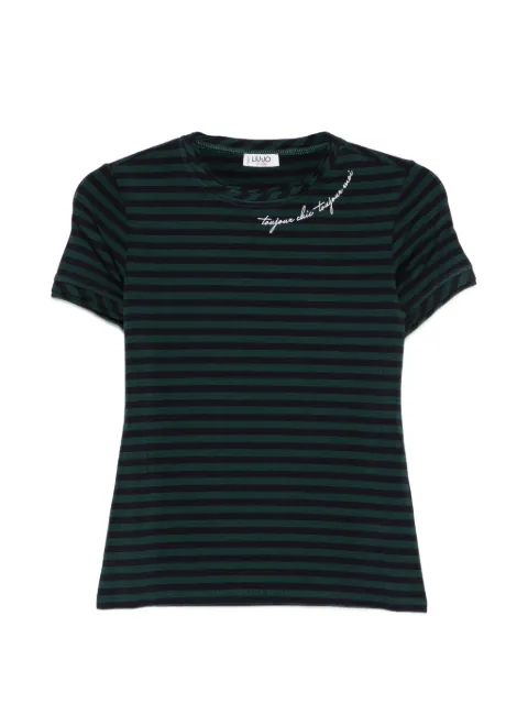 LIU JO striped embroidered T-shirt Green WF6439J3988