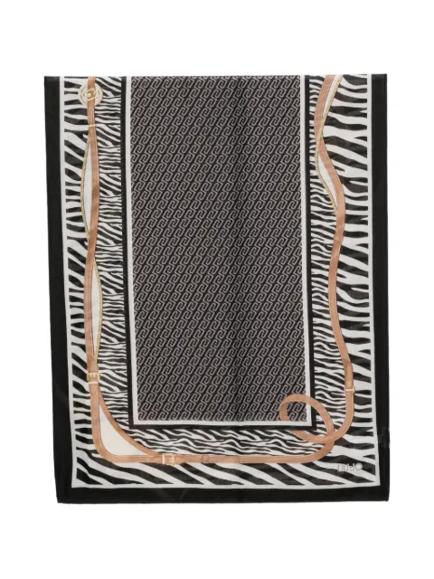 LIU JO zebra-print logo-monogram scarf Black 2F6063T274522222