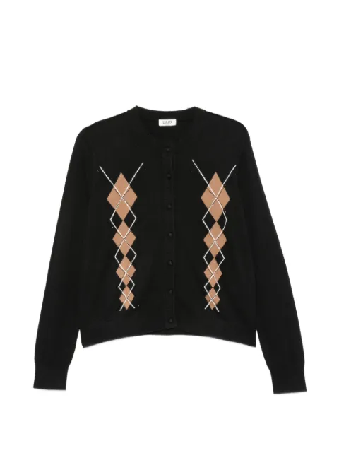 LIU JO argyle-intarsia buttoned cardigan Black WF6288MA16R