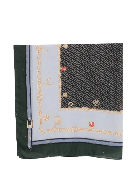 LIU JO monogram-print chain-link scarf Green 2F6069T2745