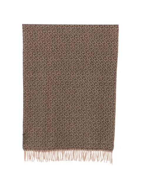 LIU JO monogram-pattern fringed scarf Brown 2F6028T2742