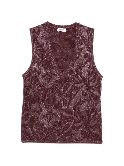 LIU JO floral-jacquard metallic top Purple WF6097MA26SX0786