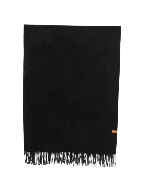 LIU JO logo-embroidered fringed scarf Black 2F6033T0300