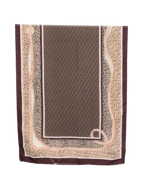 LIU JO leopard-print monogram-pattern scarf Brown 2F6063T2745