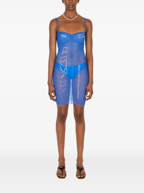 Di Petsa digital-print mesh mini dress Blue WETDREAMSBRADRESSBLUE