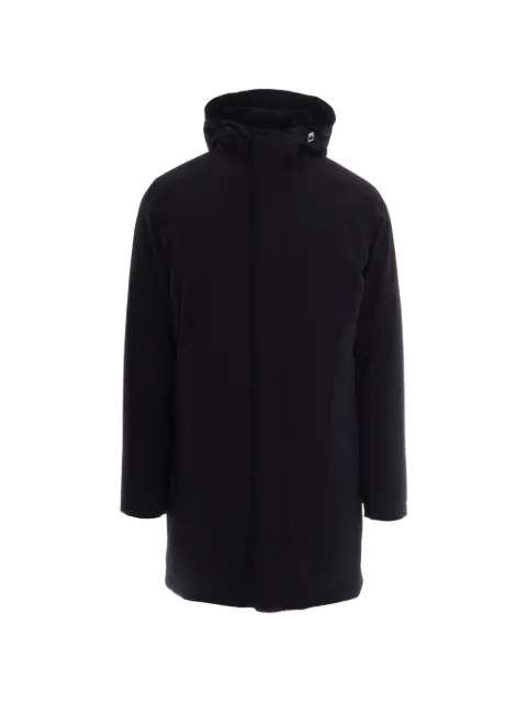 Herno hooded concealed-fastening coat Blue PI001363U12650