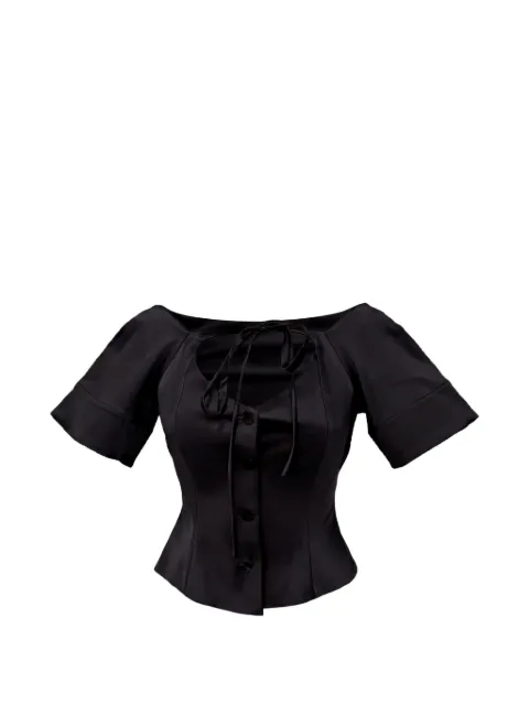GANNI halterneck button-up blouse Black RFCPUGBCL756388W