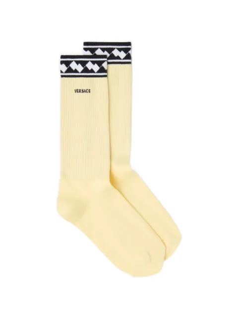 Versace logo-motif ribbed socks Yellow 10231531A18839
