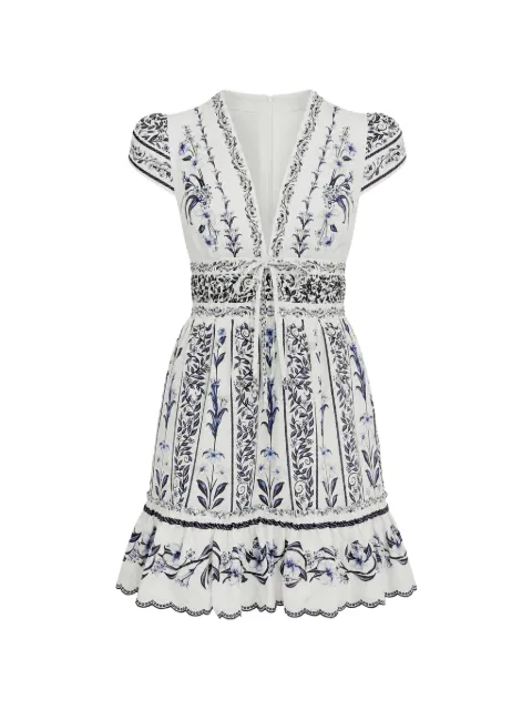 FARM Rio floral-print ruffled mini dress White 356827