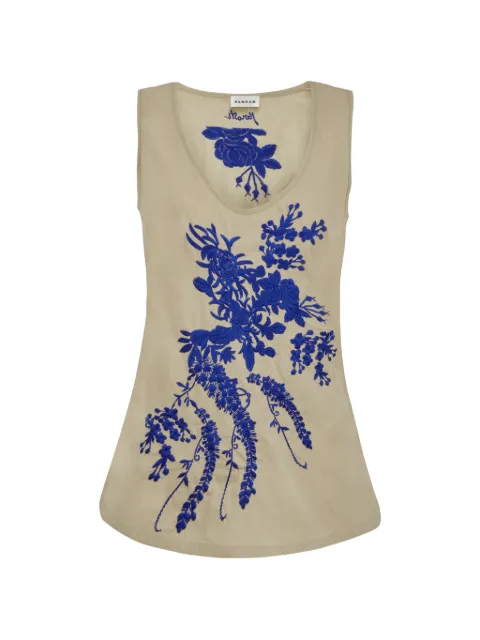 P.A.R.O.S.H. floral-embroidered sleeveless blouse Neutrals D311737RNINJA26