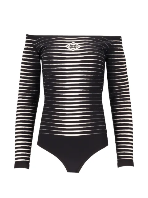 Elisabetta Franchi striped off-shoulder top Black BK79S61E2
