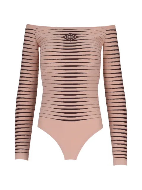 Elisabetta Franchi striped off-shoulder top Pink BK79S61E2