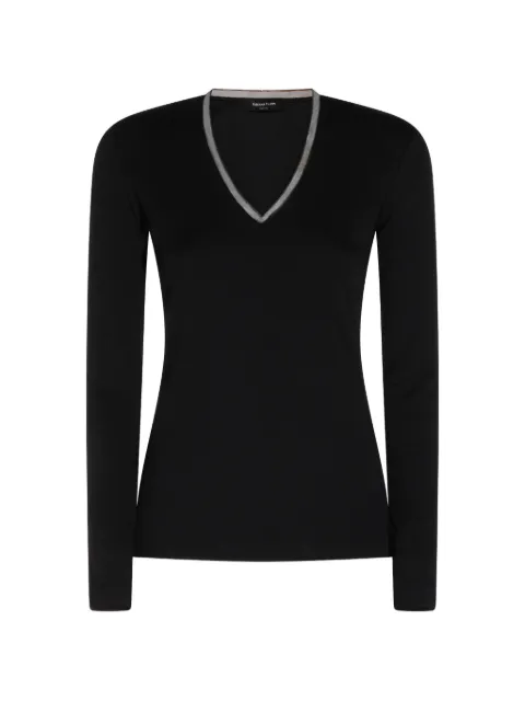Fabiana Filippi lace-trim V-neck T-shirt Black JED216F604L907