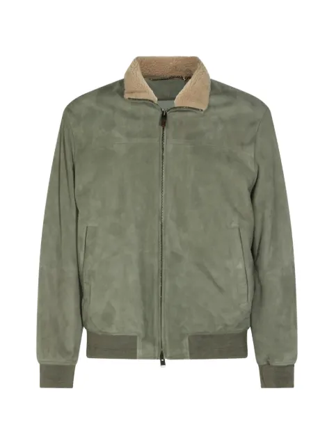 Canali shearling-collar suede jacket Green O70509LE00298